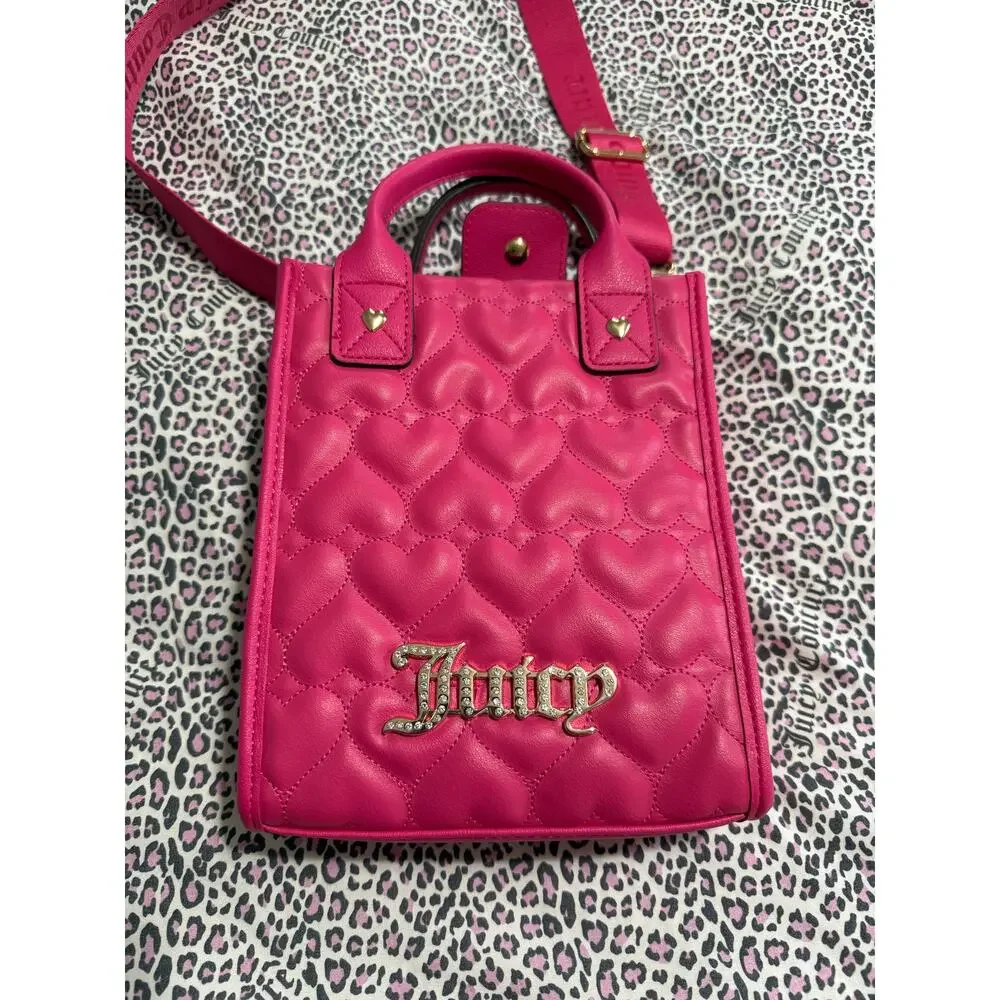 JUICY CUTURE HOT PINK PURSE‎ BARBIE Y2K STYLE QUILTED HEARTS